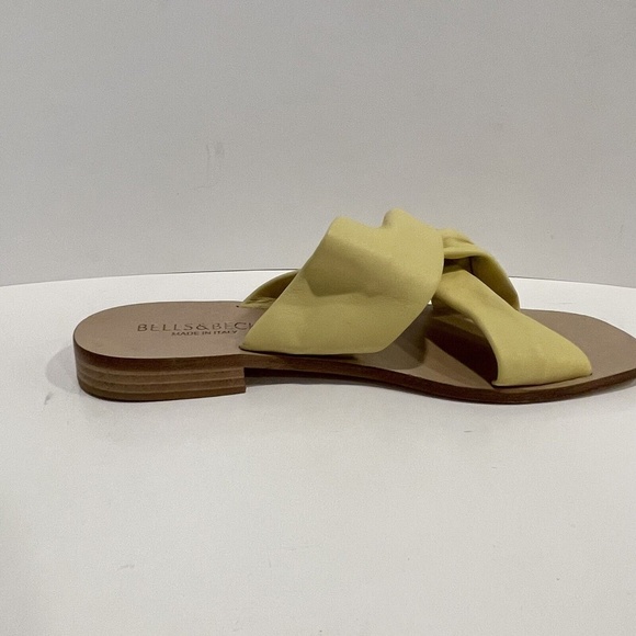 Bells & Becks Azura Butter Yellow Leather Slip On Twist Slide Sandal Size 38 7.5 - Picture 7 of 13
